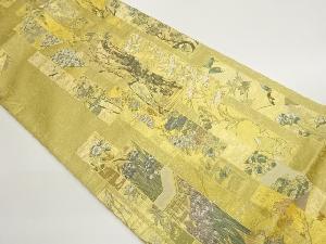 短冊に草花・群鶴模様織出し袋帯